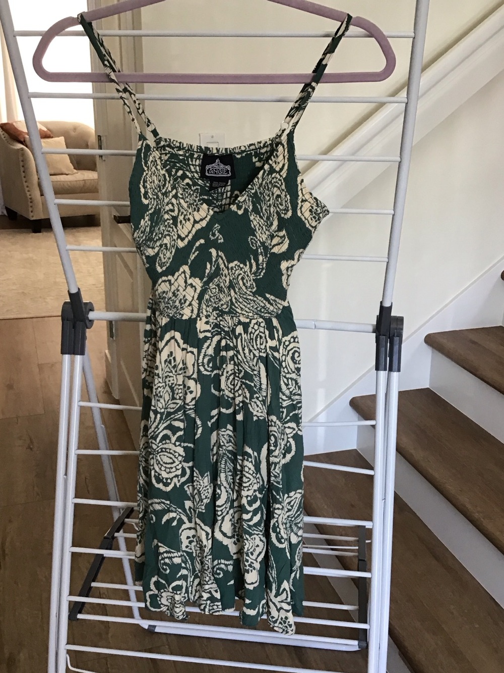 Angie green and cream paisley floral sundress.